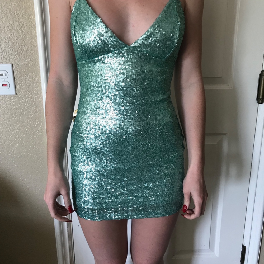 Lucy In The Sky Lace Sequin Dress - Mint